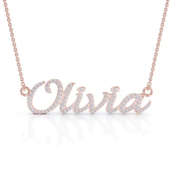 Creative Round Diamond 18K Gold Letter Name Necklace - Picture 2 of 3
